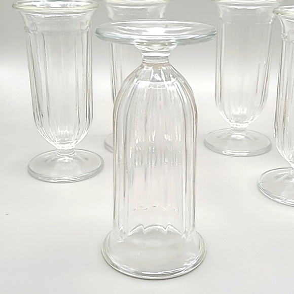Vintage Clear Parfait Glasses with Ribbed Design, Set of 6 - Picture 4 of 5